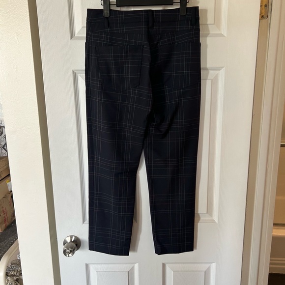 Theory Navy Check Plaid Dover Capri Cropped Trouser Pant size 4 - Picture 5 of 9